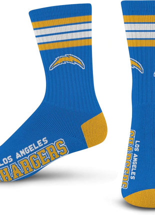 For Bare Feet Men's NFL 4-Stripe Deuce Performance Crew Socks