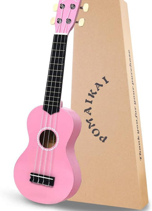 POMAIKAI Soprano Ukulele for Beginners, 21 Inch Ukulele Wood Toddler Guitar Small Hawaiian Ukalalee Starter (Black)