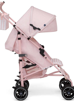 babyGap Classic Stroller - Lightweight Stroller with Recline, Compact Fold & Removable Parent Organizer - Made with Sustainable Materials, Pink Stripes
