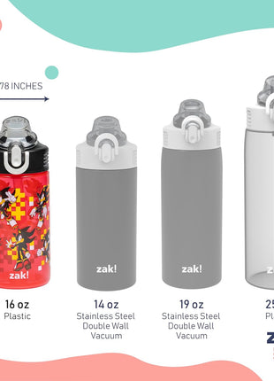 Zak Designs Sonic the Hedgehog Sage Kids Water Bottle For School or Travel, 16oz Durable Plastic Water Bottle With Straw, Handle, and Leak-Proof, Pop-Up Spout Cover, 2-Pack Set (Sonic & Shadow)