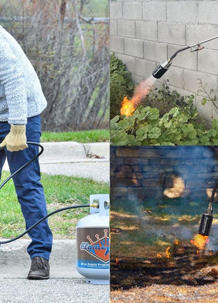Flame King Propane Torch Kit Heavy Duty Weed Burner, 340,000 BTU with Piezo Igniter (Self Igniting), with 10-ft Hose for Weed Burning, Melting Ice and Snow, and Roofing