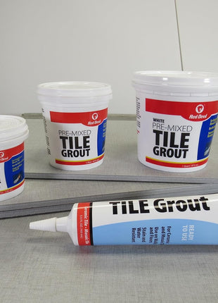 Red Devil 0425 Pre-Mixed Tile Grout - Professional Quality, Excellent Adhesion, Ideal for Wall & Floor Use - 5.5 oz, White, Made in USA