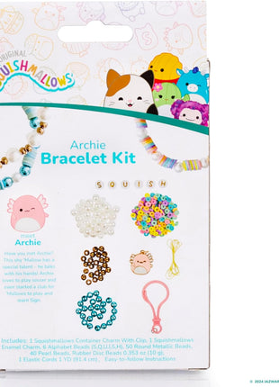 Original Squishmallows Archie The Axolotl Bracelet Kit, Friendship Bracelet Kit, Charm Bracelet Making Kit, Gifts for Girls, Squishmallows for Boys, Craft Kits