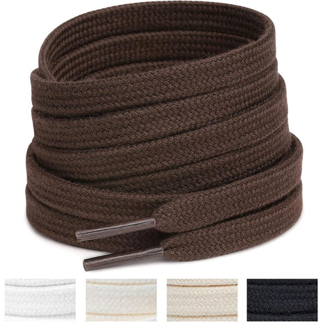 Handshop Wide Flat Athletic Shoelaces 5/16 inch(2 Pair) - Shoe Laces for Sneakers and Casual Shoes Replacements White 47 inch (120cm)