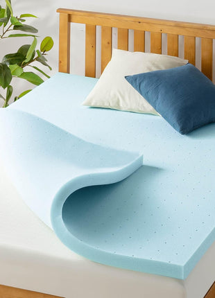 Best Price Mattress 2 inch Ventilated Gel Memory Foam Topper   Full, Dorm Essentials, Blue