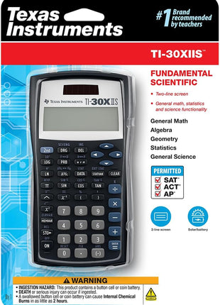 Texas Instruments TI-30XIIS Scientific Calculator, Black with Blue Accents