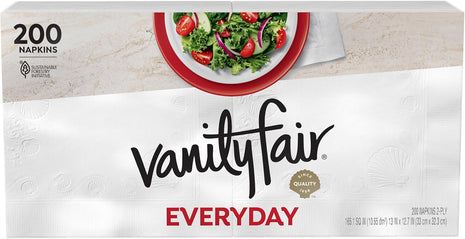 Vanity Fair Everyday Paper Napkins, 200 2-Ply Disposable Napkins