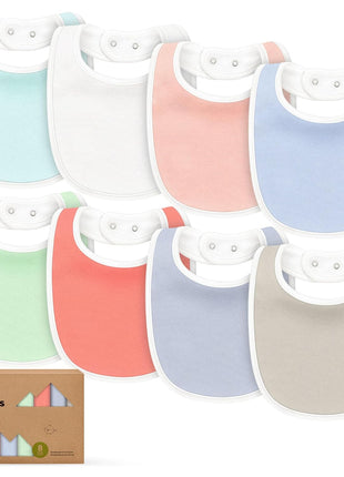 8-Pack Organic Baby Bibs for Boys, Girls - Soft Cotton Drooling and Teething Bibs for Baby Girl & Boy, Extra Absorbent, Easy To Clean & Put On for Toddler, Newborn, Infant 0-24 Months (Sweet Charm)