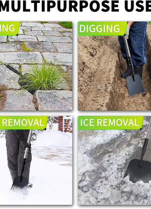 Flat Shovel with Adjustable Handle, 59 in Floor Scraper, Ice Scraper, Garden Cleaning Scraper, Ice Chopper, Snow Shovel, Multifunctional Weed Remover Tool for Walkway Driveway
