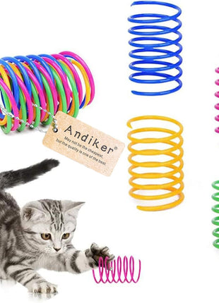 Andiker Interactive Cat Spiral Creative Spring Toy to Kill Time and Keep Fit, Sturdy and Heavy Plastic for Swatting, Biting, Hunting Kitten Toys, Colorful, 12 pcs