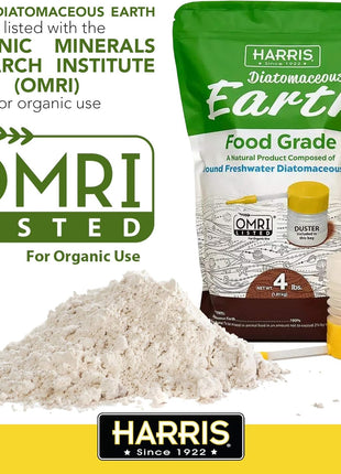 HARRIS Diatomaceous Earth Food Grade, 4lb with Powder Duster Included in The Bag