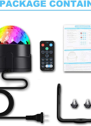 Party Disco Ball Dj Dance Lights Disco Strobe Rave Sound Activated Projector Effect Stage Light Remote Control for Birthday Xmas Wedding Bar Kids Christmas Glow Party