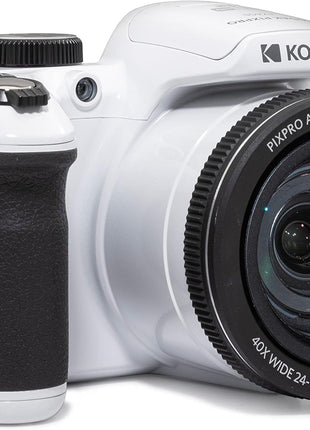 KODAK PIXPRO AZ405 20MP Digital Camera, 40x Optical Zoom, AA, OIS, White | 1080p Full HD Video, 24mm Wide Angle Lens, 3 Inch LCD, Bridge Camera, Scene Detection, Travel and Wildlife