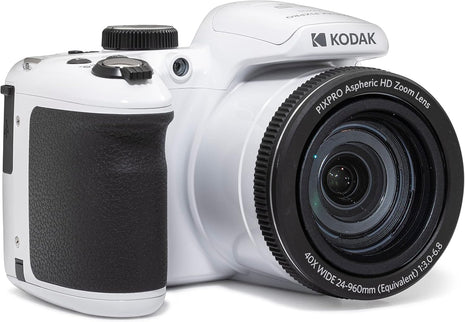 KODAK PIXPRO AZ405 20MP Digital Camera, 40x Optical Zoom, AA, OIS, White | 1080p Full HD Video, 24mm Wide Angle Lens, 3 Inch LCD, Bridge Camera, Scene Detection, Travel and Wildlife