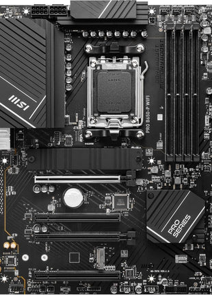 MSI PRO B650-P WiFi ProSeries Motherboard (AMD Ryzen 9000/8000/7000 Series Processors, AM5, DDR5, PCIe 4.0, M.2, SATA 6Gb/s, USB 3.2 Gen 2, HDMI/DP, Wi-Fi 6E, Bluetooth 5.3, 2.5Gbps LAN, ATX)