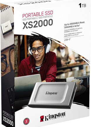 Kingston XS2000 1TB High Performance Portable SSD with USB-C | Pocket-sized | USB 3.2 Gen 2x2 | External Solid State Drive | Up to 2000MB/s | SXS2000/1000G