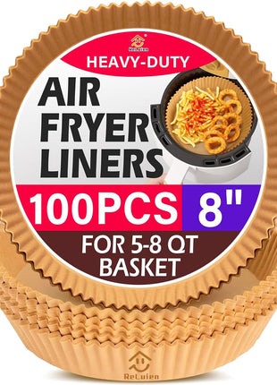 Air Fryer Liners, 8" Parchment Paper for 5-8 QT | Food-Grade Air Fryer Liners Disposable, Oil-Proof, Greaseproof for Baking, Roasting, Microwave Airfryer Baskets Accessories