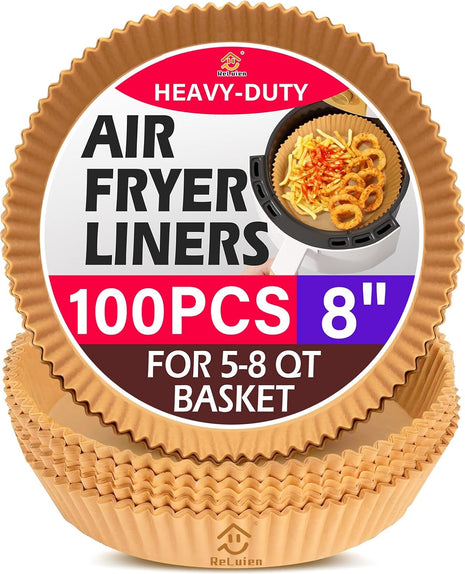 Air Fryer Liners, 8" Parchment Paper for 5-8 QT | Food-Grade Air Fryer Liners Disposable, Oil-Proof, Greaseproof for Baking, Roasting, Microwave Airfryer Baskets Accessories