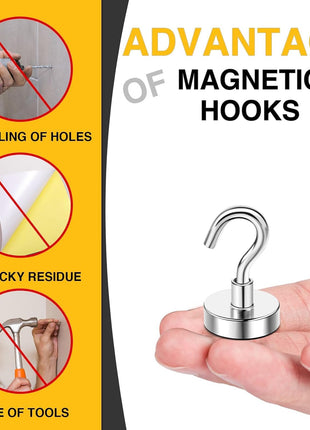 DIYMAG Magnetic Hooks, 30lbs 6pcs Cruise Cabin Essentials Heavy Duty N52 | Strong Neodymium Rare Earth Magnets, for Kitchen, Classroom, Beach, Cruise Cabins, Refrigerator, Hanging Key Clothes Wall Hat