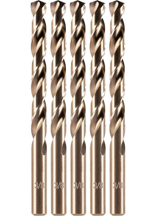 amoolo 3/8" Cobalt Drill Bit(5Pcs), M35 HSS Metal Drill Bit Set for Hard Metal, Stainless Steel, Cast Iron