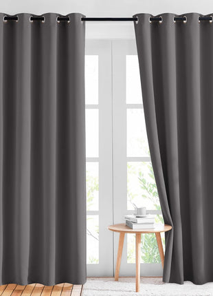 NICETOWN Gray Blackout Curtains for Bedroom 84 inches Long - Thermal Drapes Grommet Room Darkening Light Blocking Curtains Window Treatments for Living Room (2 Panels, W52 x L84, Grey)