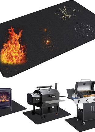 UBeesize Large 65 x 48 inches Under Grill Mat for Outdoor Grill,Double-Sided Fireproof Grill Pad for Fire Pit,Indoor Fireplace Mat Fire Pit Mat,Oil-Proof Waterproof BBQ Protector for Decks and Patios