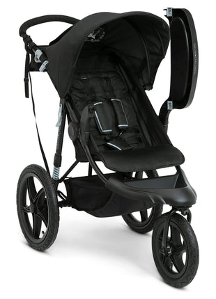 Delta Children Apollo Jogging Stroller - Shock Absorbing Frame with Large Canopy & Recline - Car Seat Compatible, Black