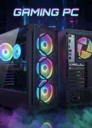 STGAubron Gaming PC Desktop,Core I7,RX 580 8G,16G RAM,512G SSD | Gaming Computer Tower for Streaming,Video Editing,Home,School,I7 up to 3.9GHz,ARGB Fan,WiFi 6,BT 5.0,4K DP,HDMI,Win11 Home