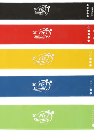 Fit Simplify Resistance Loop Exercise Bands with Instruction Guide and Carry Bag, Set of 5