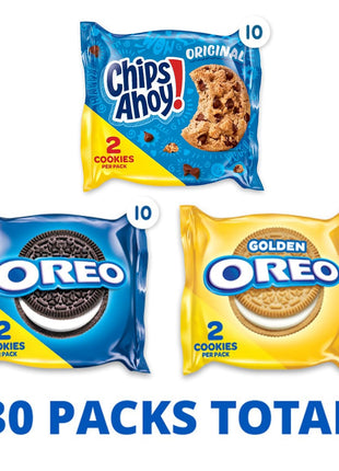 Nabisco Sweet Treats Cookie Variety Pack OREO & CHIPS AHOY!, 30 Snack Packs | 2 Cookies Per Pack, Individually Wrapped