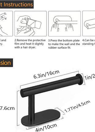 JOPOFI Toilet Paper Holder - Adhesive Toilet Paper Holder - Matte Black | Toilet Paper Holder Wall Mount for Bathroom,Stainless Steel Command Strip Toilet Paper Roll Holder Stick On Wall,No Drilling