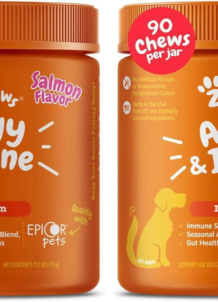 Zesty Paws Dog Allergy Relief Chews, Dog Probiotics for Itchy Skin and Ears, Salmon, 90ct (Pack of 2)