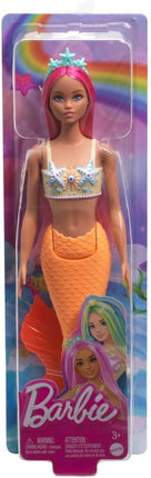 Barbie Fantasy Mermaid Doll and Fashions | Pink Fantasy Hair and Headband Accessory, Toy with Starfish-Inspired Bodice and Soft Orange Tail, Ages 3+