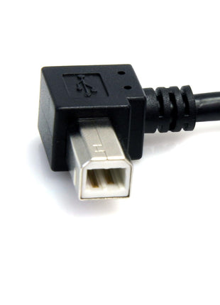 StarTech.com 91cm (3 ft.) / 91cm A Right Angle to B Right Angle USB Cable - 0.91m Right Angle USB 2.0 - 1x USB A 1x USB B - Black (USB2HAB2RA3)