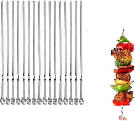 Metal Skewer for Grilling,Kabob Skewer,Flat BBQ Barbecue Skewer,Grilling Skewers Set,Reusable BBQ (14 inch skewer(16 pack))