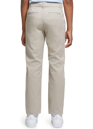 IZOD Big Boys School Uniform Flat Front Twill Pants, Khaki, 16