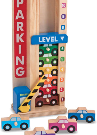 Melissa & Doug Stack & Count Wooden Parking Garage with 10 Cars