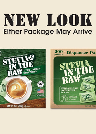 Stevia In The Raw Stevia Sweetener Packets, 200 Ct Box, 2 Pack, Zero Calorie Stevia Sugar Substitute Packets, No Erythritol or Artificial Flavors, Vegan, Gluten Free, Kosher, Low Glycemic Index