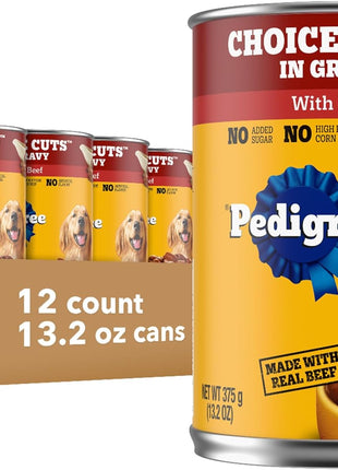 Pedigree Wet Dog Food, Choice Cuts Adult Canned Dog Food, Beef & Country Stew Multipack, 13.2 oz. Cans (12 Count, Pack of 1)