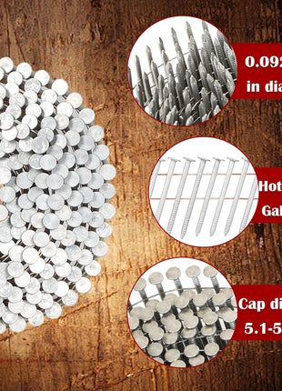 findmall 1-1/2 Inch 3600 Count Siding Nails 15-Degree Wire Collated Coil Full Round Head Hot-Dipped Galvanized Siding Nails