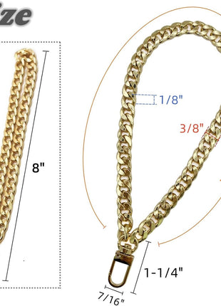 WEICHUAN 8 inch DIY Iron Flat Chain - Wrist Strap Wrist Chain Purse Straps Handbag Chains Accessories (Gold)