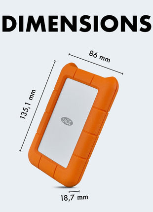 LaCie Rugged Raid Shuttle 8TB External Hard Drive Portable HDD - USB-C USB 3.0 Compatible, Drop Shock Dust Water Resistant, for Mac and PC Computer Desktop Laptop, 1 Mo Adobe CC (STHT8000800)