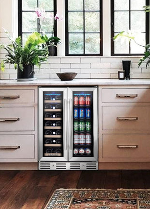 24 Inch Wine and Beverage Fridge, Wine Refrigerator Dual Zone Hold 20 Bottles and 78 Cans,Built-In or Freestanding Digital Touch Control | Under Counter or Freestanding Wine Fridge Hold 20 Bottles and 78 Cans, Digital Touch Control