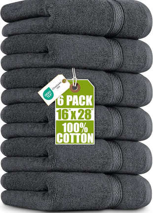 Utopia Towels 6 Pack Premium Hand Towels, 16x28 in, 600 GSM Cotton, Grey | Premium Ultra-Soft Lightweight Ring Spun Cotton Hand Towels - Highly Absorbent, Ideal for Bathroom, Gym, Spa & Hotel