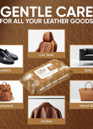 Air Jungles 3in1 Leather Cleaner Wipes 70 Count, Extra Large 8 inch x 10 inch Size, Clean Condition Protect Wipes for Vinyl and Leather Apparel Furniture Auto Car Interior Shoes Boots Bags
