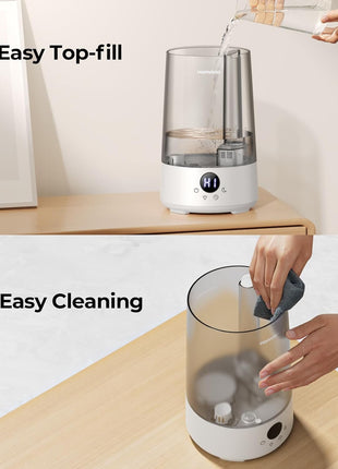 Homvana Humidifiers for Bedroom Home, 3.6 L Cool Mist Top Fill 34H Super Long Time, Quiet 23dB, Baby Humidifier, Oil Diffuser for Large Room, Plants, Nursery, Office BPA FREE, 7 Color Light Ultrasonic