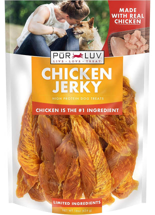 Pur Luv Dog Treats, Chicken Jerky for Dogs, Made with 100% Real Chicken Breast, 16 Ounces, Healthy, Easily Digestible, Long-Lasting, High Protein Dog Treat, Satisfies Dog's Urge to Chew