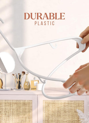 Clothes Hangers Plastic 20 Pack - White Plastic Hangers - Makes The Perfect Coat Hanger and General Space Saving Clothes Hangers for Closet - Percheros Ganchos para Colgar Ropa Hangars