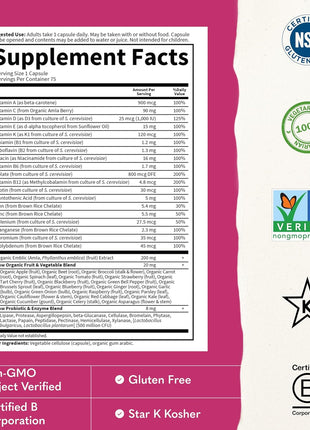 Garden of Life Vitamin Code Raw One for Women, Once Daily Women's Multivitamin - 75 Capsules, One a Day Vitamins Whole Food Iron, Probiotics for Digestive Health, Gluten Free Vegetarian