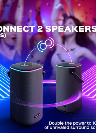 TREBLAB Portable Bluetooth Speaker with Handle - Loud 60W Stereo Sound with Deep Bass, 25H Playtime, Wireless Powerbank, RGB Lights, Dual Pairing, Waterproof - for Home Parties, Outdoor Pool, Golf